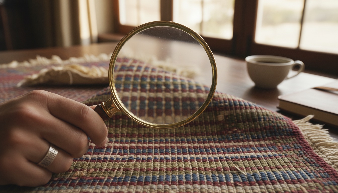 Expert inspection of rug knot density and construction to verify investment potential and authenticity.