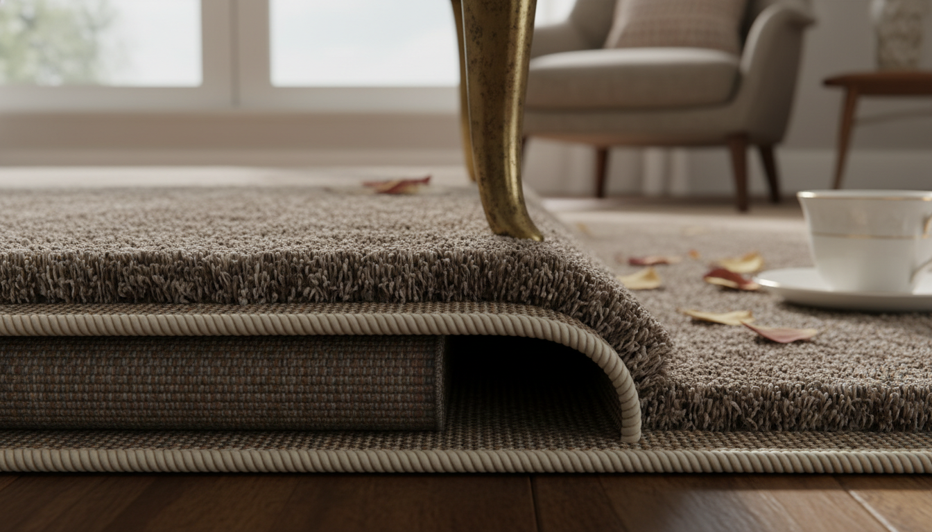 Close up profile of a performance rug showing pile depth and high-end construction.