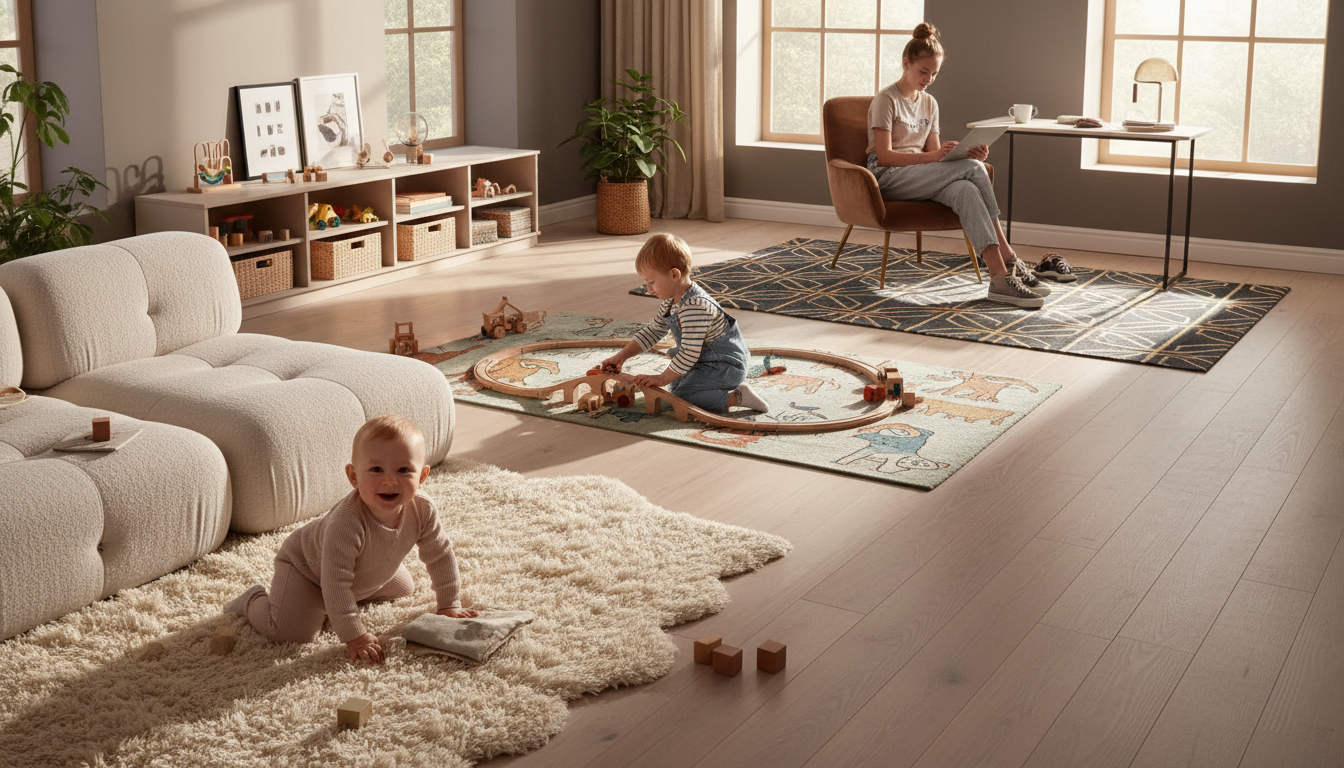 Evolution of rug styles for children as they grow from babies to teenagers