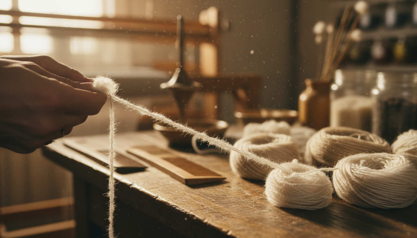 Detailed macro shot of sustainable peat silk fibers being spun for 2026 luxury rugs.