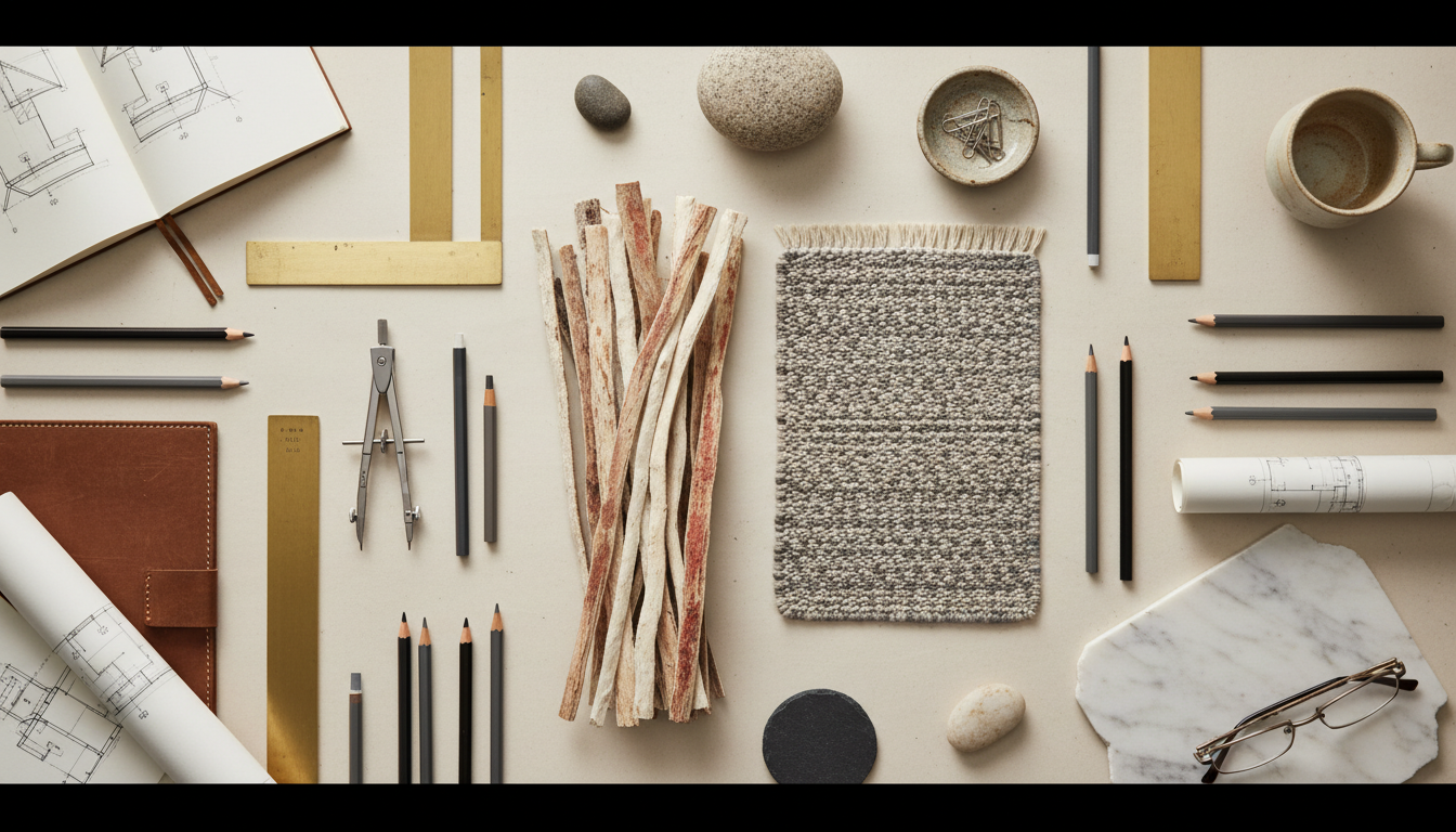 Flat lay photography comparing raw mulberry materials with a finished luxury rug sample for material analysis.