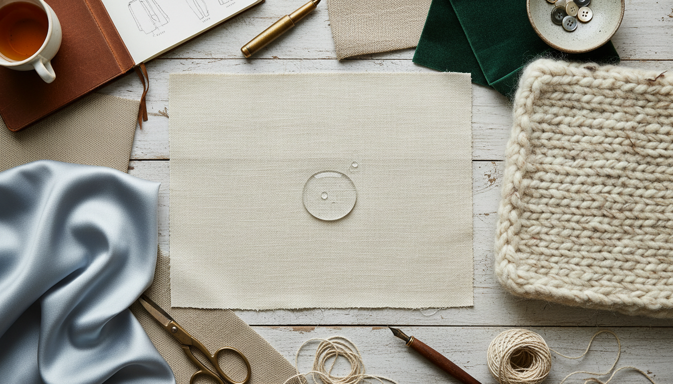 Flat lay comparison of textiles highlighting the water-resistant and breathable nature of lotus silk rugs 2026.