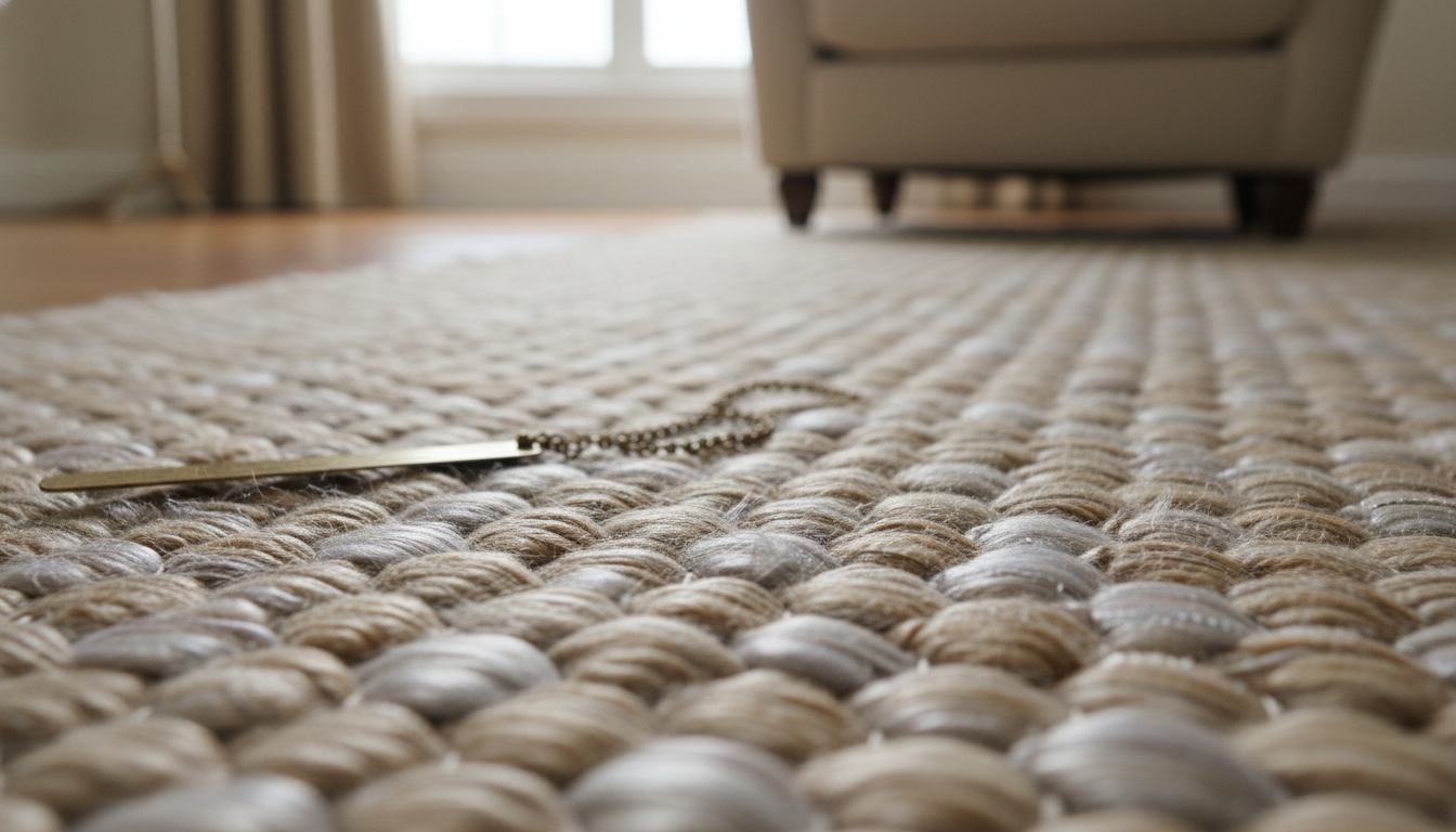 Close-up detail of the high-quality organic hemp and silk fibers used in 2026 sustainable rugs.